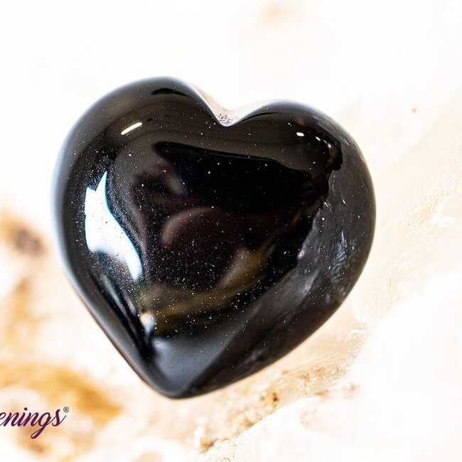 Black Obsidian Puffy Hearts - Medium