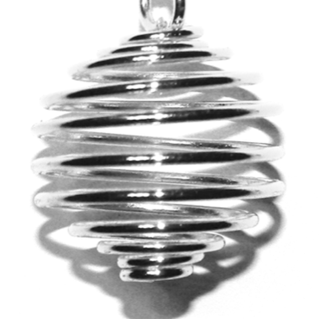 Silver Crystal Spiral Cage Crystal Pendant  Holder - Medium