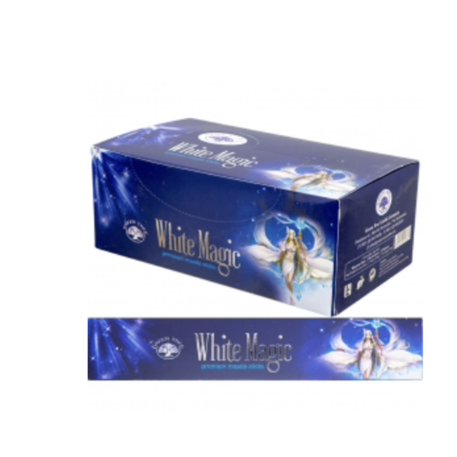 White Magic Incense Masala - 12 Sticks in Box 15g - Green Tree