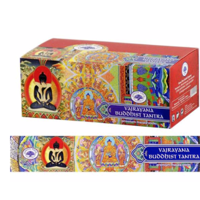 Vajrayana Buddhist Tantra Incense Masala - 12 Sticks in Box 15g - Green Tree