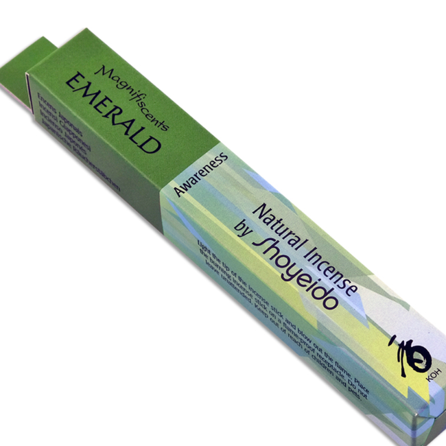 Natural Incense - Emerald (Awareness) Sandalwood Cinnamon Clove - 30 Sticks, 9g - Shoyeido
