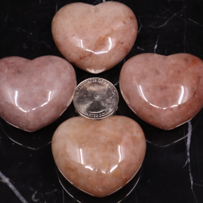 Strawberry Quartz (Red Guava) Puffy Hearts - Medium