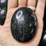 Black Tourmaline Palm Pillow Pocket Stone - Large