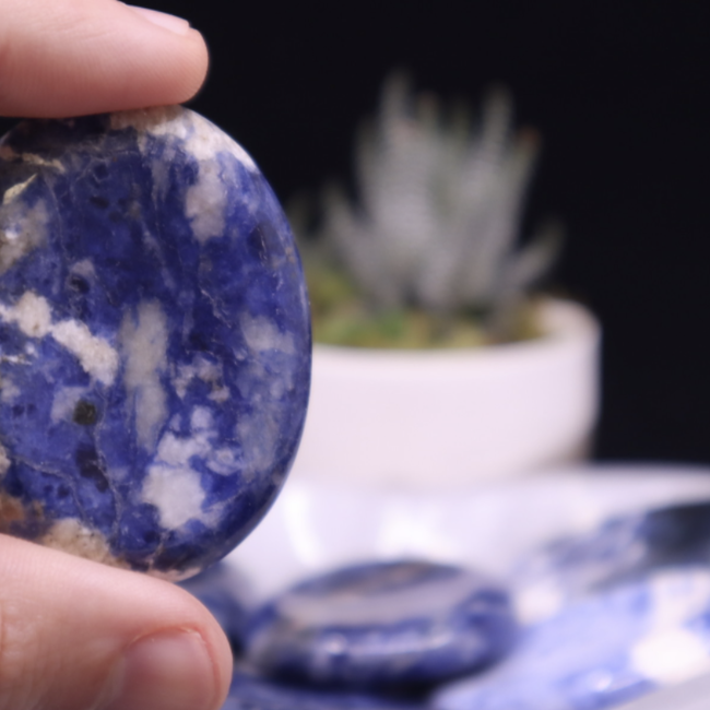 Sodalite Worry (Thumb Fidget Relaxation Pocket) Stones - Large Oval
