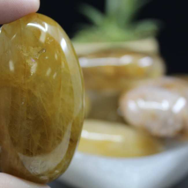 Golden Healer (Yellow Hematoid) Quartz Palm Pillow Stones - Small