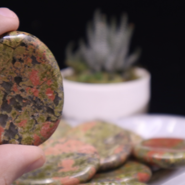 Unakite Jasper Worry (Thumb Fidget Relaxation Pocket) Stones - Large Oval