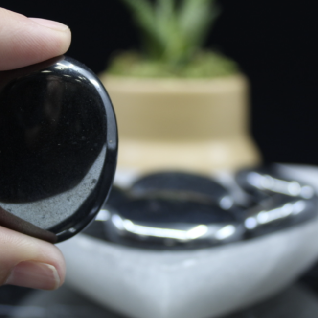 Hematite Palm Pillow Pocket Stone