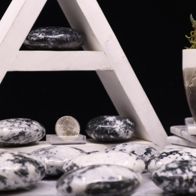 Black Tourmaline in Clear Quartz (Tourmalated Tourmalinated Rutilated Quartz) Palm Pillow Pocket Stone - XL Extra Large