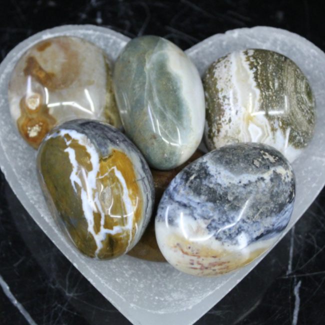 Ocean (Sea Sediment) Jasper Palm Pillow Stone XL - Gallett