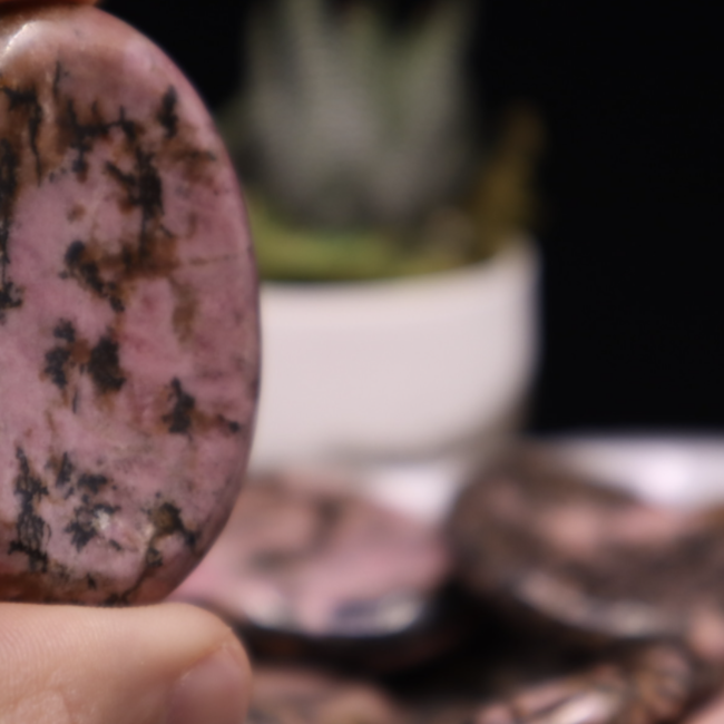 Rhodonite Worry (Thumb Fidget Relaxation Pocket) Stones - Large Oval