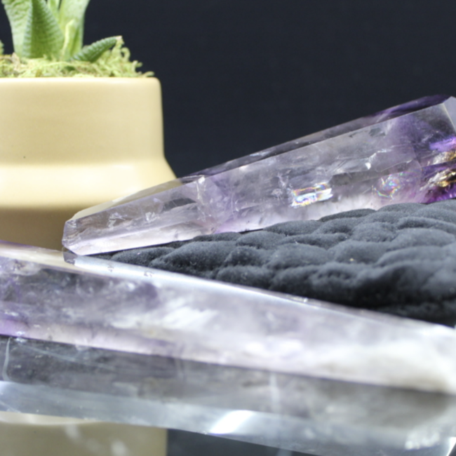 Amethyst Root Wand (AAA Grade) w/ Rainbows Elestial Faceted - Large Rough Raw Natural