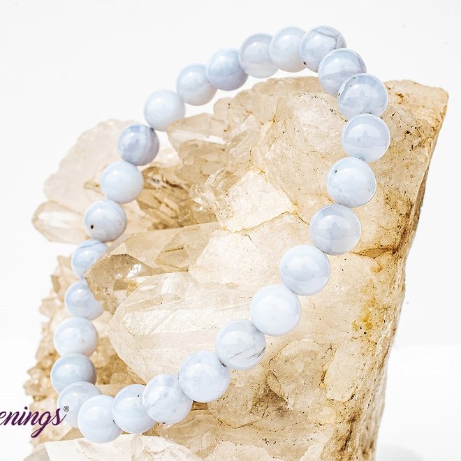 Blue Lace Agate Bracelet-8mm Stretchy Elastic Gemstone
