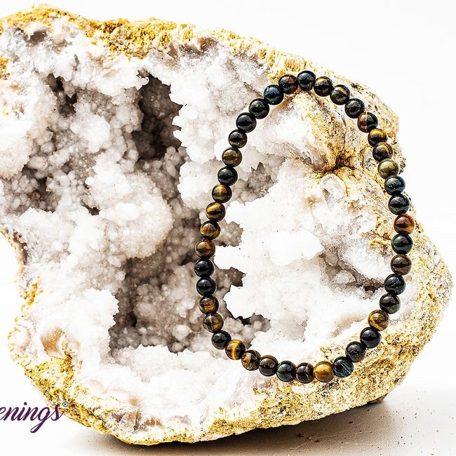 Blue Tigers Eye (Hawks Eye) Bracelets - 4mm Mini