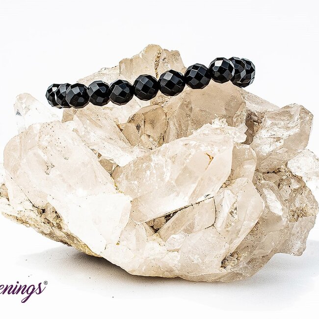 Faceted Black Agate Bracelets - 8mm