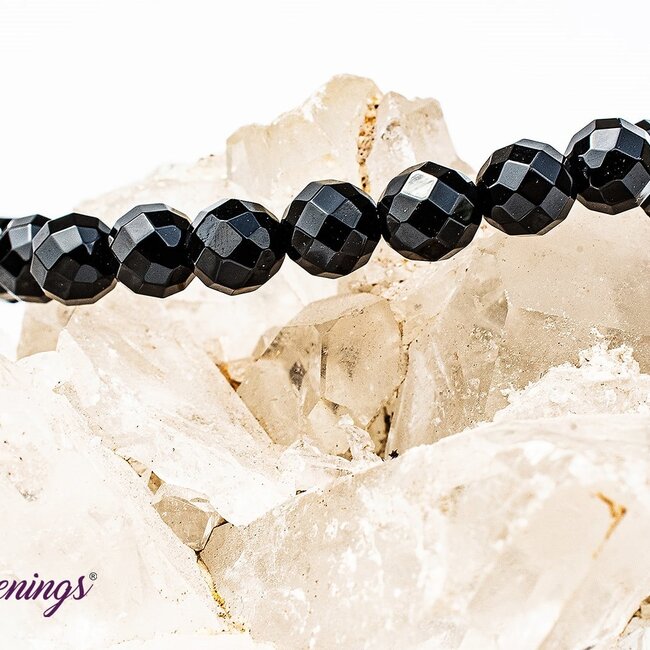 Faceted Black Agate Bracelets - 8mm