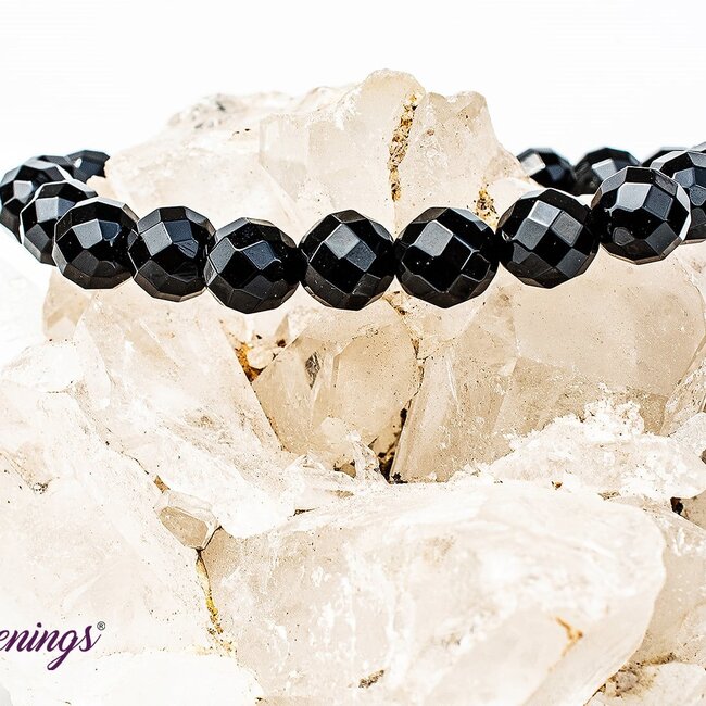 Faceted Black Agate Bracelets - 8mm