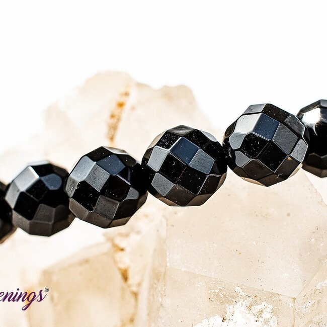 Faceted Black Agate Bracelets - 8mm