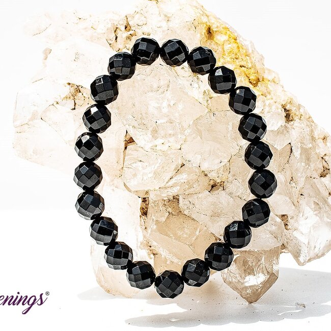 Faceted Black Agate Bracelets - 8mm