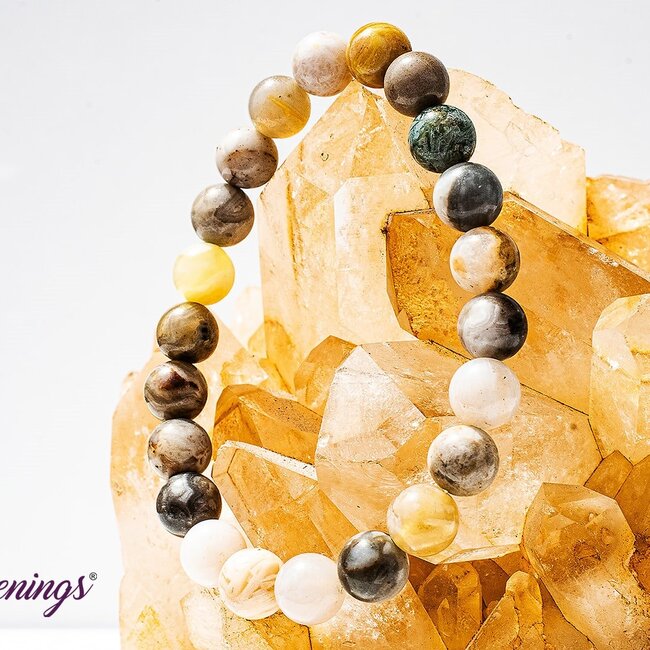 Bamboo Leaf Agate Bracelets - 8mm