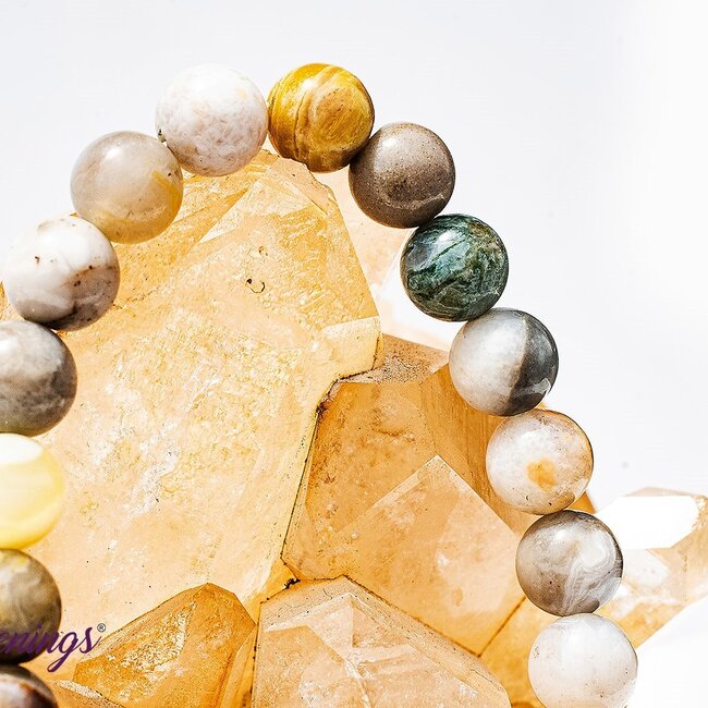 Bamboo Leaf Agate Bracelets - 8mm