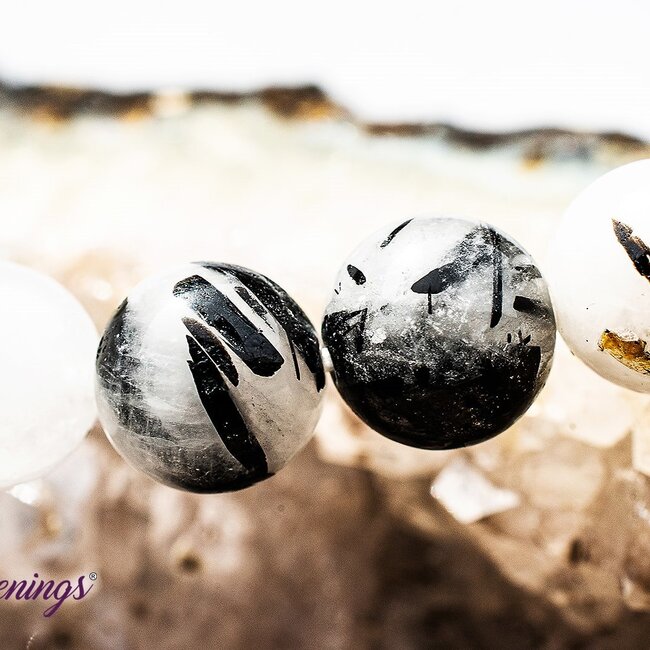 Black Tourmaline in Clear Quartz (Tourmalated Tourmalinated Rutilated Quartz) Bracelets - 8mm