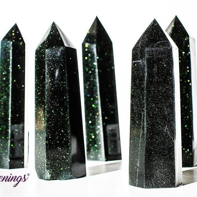 Green Sandstone (Goldstone Gold Stone) Sand Stone Tower Point Generator - Medium (3-4")