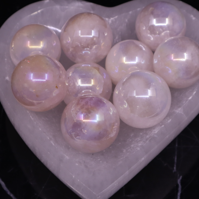 Aura Rose Quartz Sphere Orb - (35-40mm)