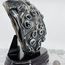 Black Agate Plant Sculpture with Wood Stand - 9" Carvings Home Decor Specimen