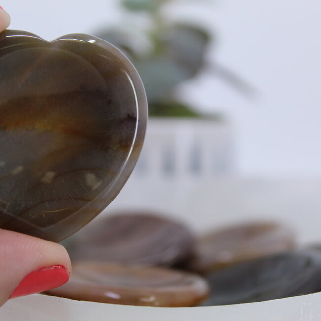 Ocean (Sea Sediment Marine) Jasper Worry (Thumb Fidget Relaxation Pocket) Stones - Hearts