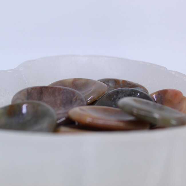 Ocean (Sea Sediment) Jasper Worry (Thumb Fidget Relaxation Pocket) Stones - Hearts