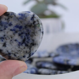 Sodalite (Blue Spot) Worry (Thumb Fidget Relaxation Pocket) Stones - Hearts