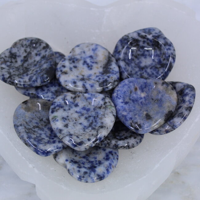 Sodalite (Blue Spot) Worry (Thumb Fidget Relaxation Pocket) Stones - Hearts
