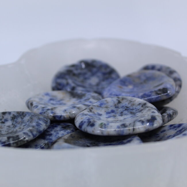 Sodalite (Blue Spot) Worry (Thumb Fidget Relaxation Pocket) Stones - Hearts