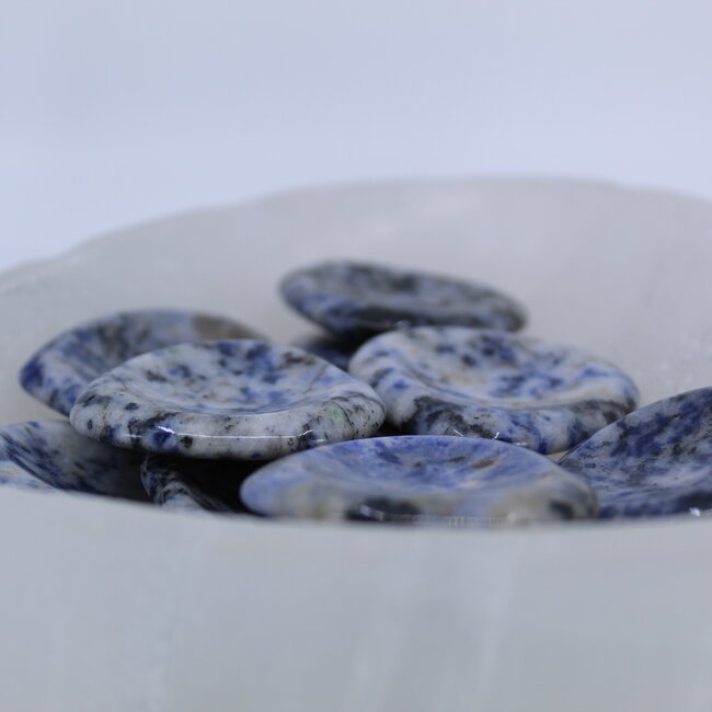 Sodalite (Blue Spot) Worry (Thumb Fidget Relaxation Pocket) Stones - Hearts