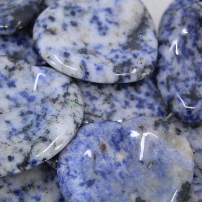 Sodalite (Blue Spot) Worry (Thumb Fidget Relaxation Pocket) Stones - Hearts
