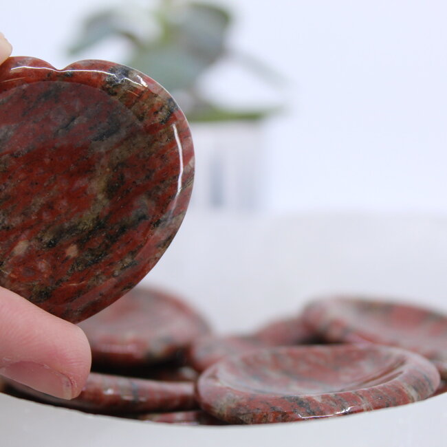 Brecciated Red Jasper Worry Stone-Heart