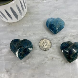 Blue Apatite Puffy Heart- Small (1")
