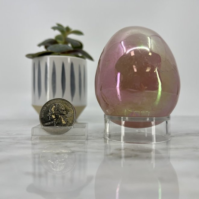 Aura Rose Quartz Egg- Large (3")