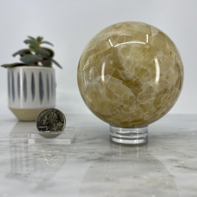 Yellow Stilbite Sphere Orb Globe-85mm