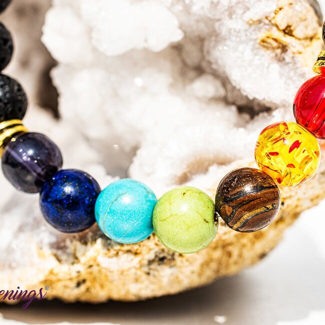 Chakra Oil Diffuser with Lava Bracelets - 8mm