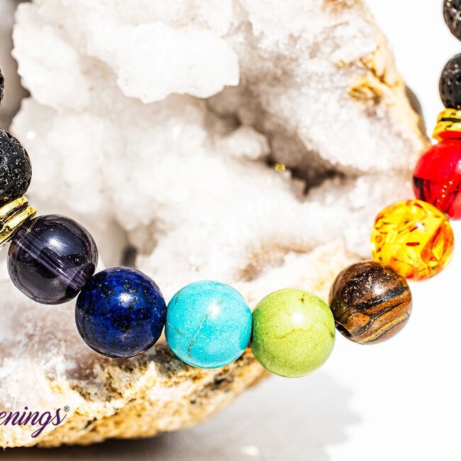 Chakra Oil Diffuser with Lava Bracelets - 8mm