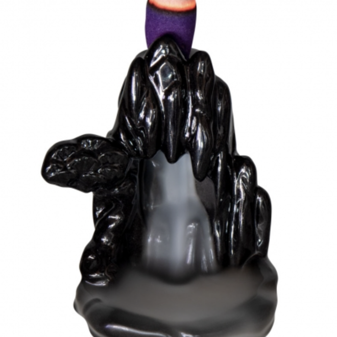 Backflow/Reverse Incense Cone Burner Holder-Black Ceramic Cocoon