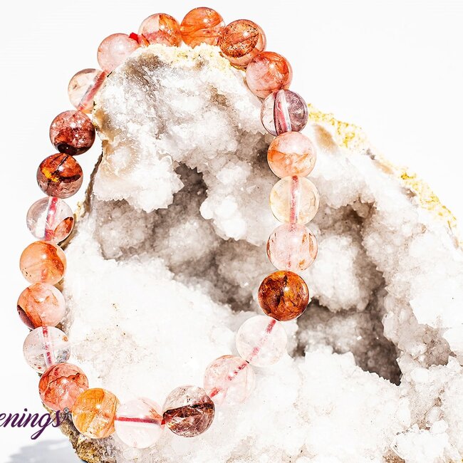 Fire Quartz (Red Hematoid) Bracelets with Rainbows (High Grade) - 7-8mm