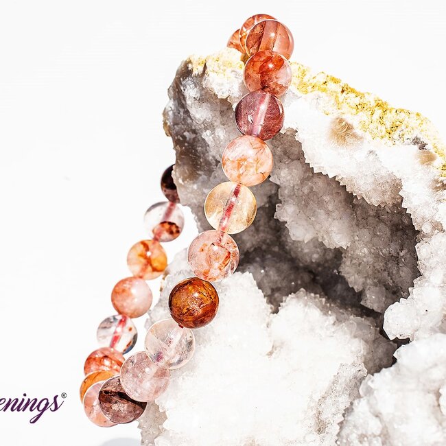 Fire Quartz (Red Hematoid) Bracelets with Rainbows (High Grade) - 7-8mm