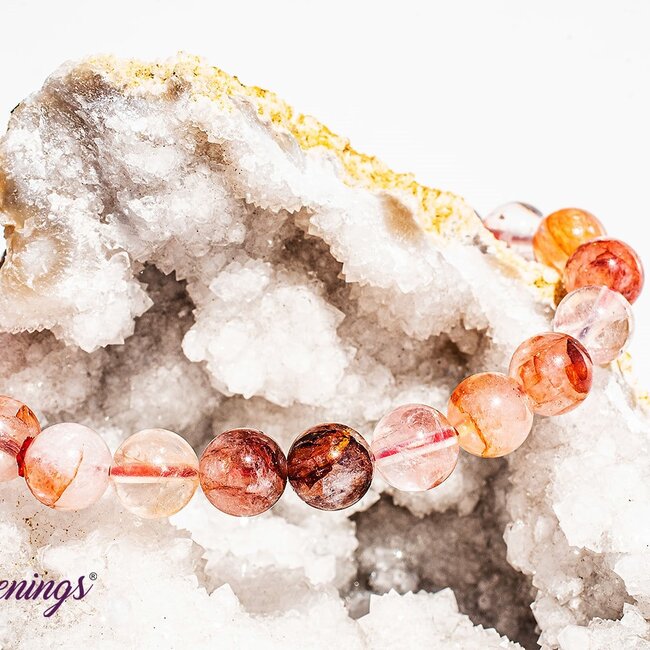 Fire Quartz (Red Hematoid) Bracelets with Rainbows (High Grade) - 7-8mm