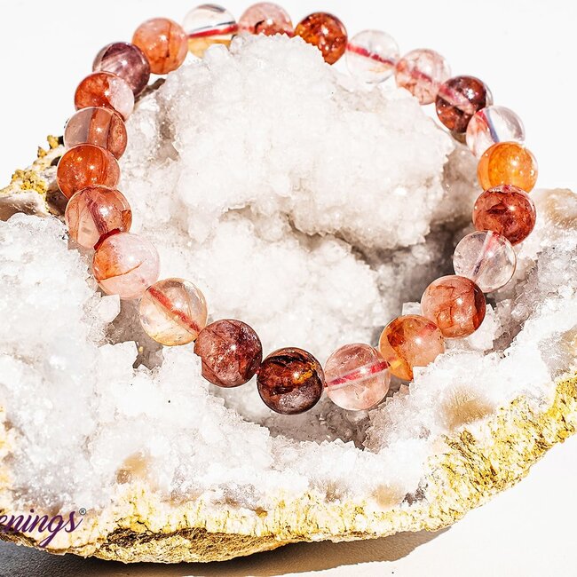 Fire Quartz (Red Hematoid) Bracelets with Rainbows (High Grade) - 7-8mm