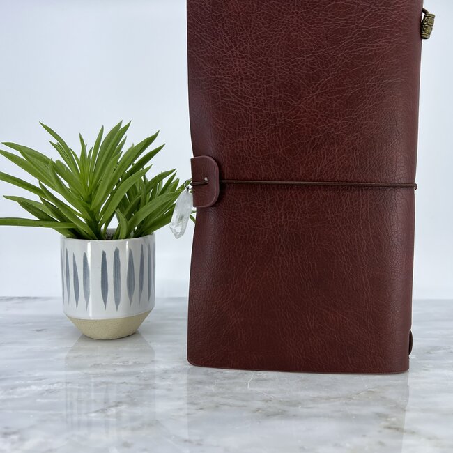 Spiral Moon Goddess Journal Notebook - Red Burgundy with Crystal Charm