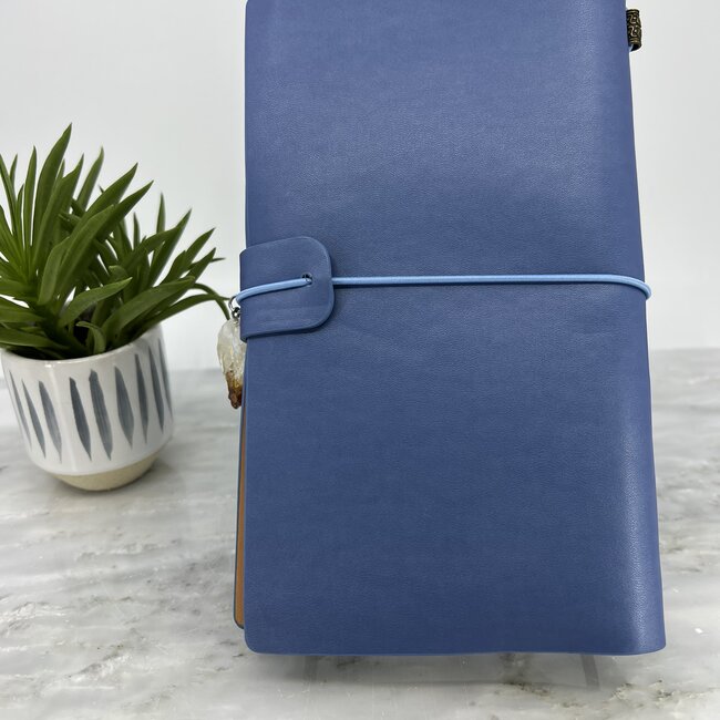 Spiral Moon Goddess Journal Notebook - Blue with Crystal Charm