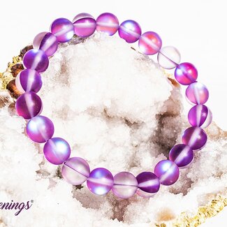 Frosted Mermaid Glass Purple Aura Bracelets - 8mm