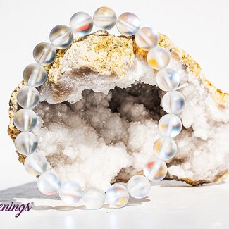 Frosted Mermaid Glass White Aura  Bracelet - 8mm